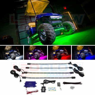 LEDGLOW 4PC MILLION LEDS GOLF CART KART LED UNDER GLOW NEON LIGHTS 12 VOLT KIT