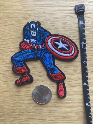 Captain America Action Pose Embroidered Iron On Patch 3" x 3.75" Free Shipping - Picture 3 of 4