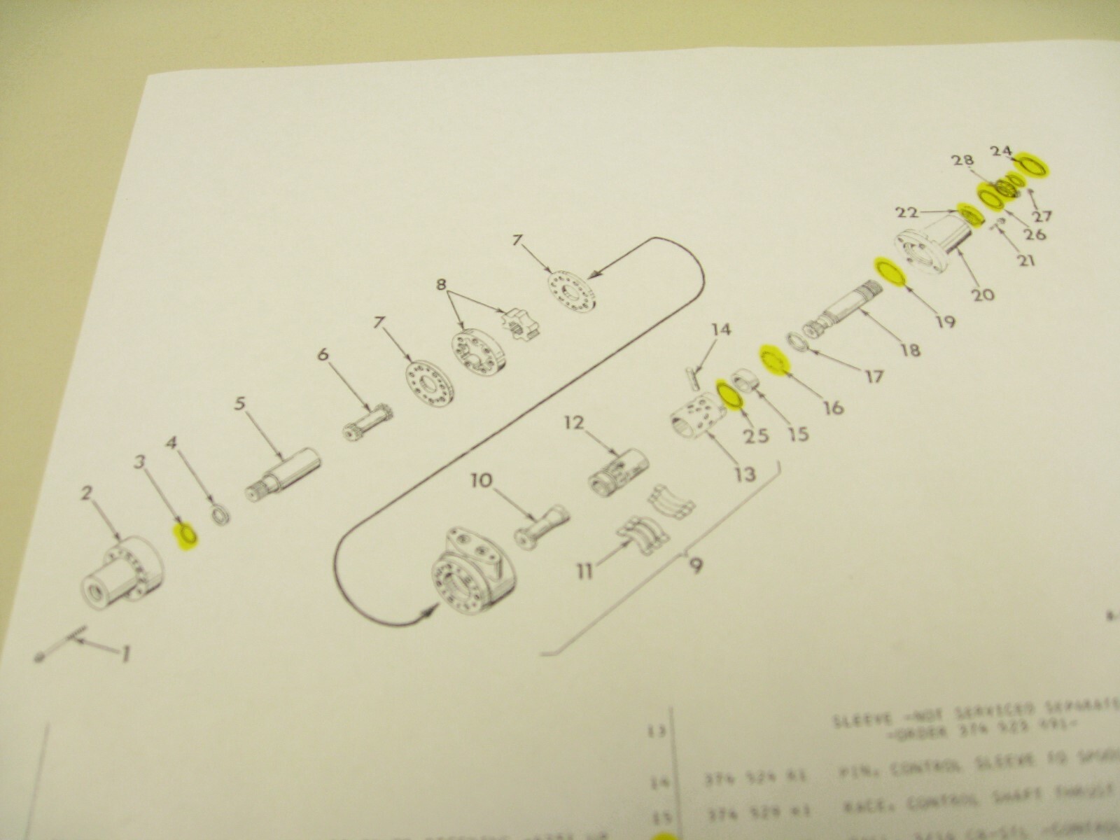 Farmall IH Char Lynn power steering hand pump rebuild kit 382561r91