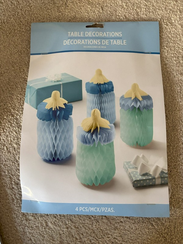 Boy Baby Shower Bottle Crepe Paper Table Decorations New