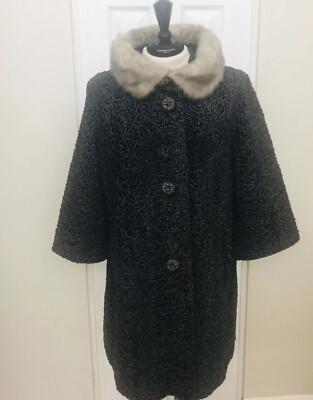 Vtg 50's Curly Persian Lamb Coat By Astrakin Lepshire Gray Made In