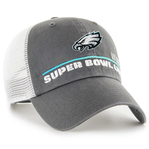 Philadelphia Eagles Hat Gray Super Bowl LVII '47 Clean Up Trucker Adjustable - Picture 2 of 3