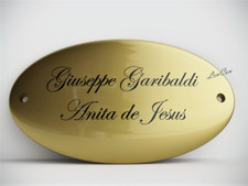 TARGA PORTA OTTONE TARGHE FUORIPORTA FUORI PORTA OTTONE BOMBATA ORO LUCIDO 07 (2