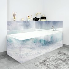Bath Panels Printed on Acrylic - White Waves
