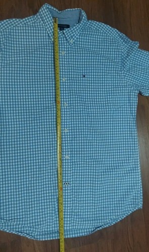 Tommy Hilfiger Classic Fit Long Sleeve Button Up Cotton Large Blue Gingham - Picture 9 of 10
