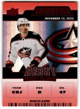 Marcus Bjork 2022-23 UD Credentials Debut Ticket Red Rookie /299 #125 Columbus