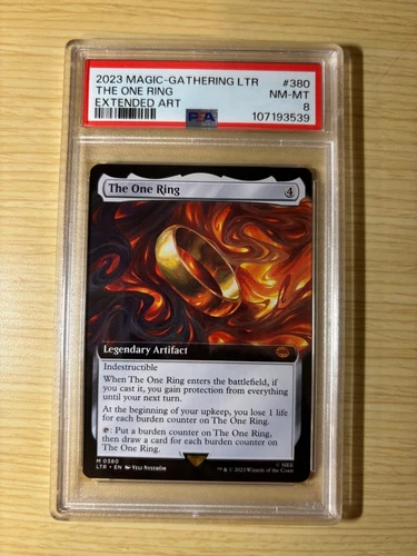 2023 MTG Lord of the Rings THE ONE RING Extended Art NR-MT PSA 8 RARE Mythic 380 - Picture 1 of 2