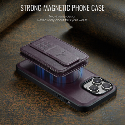For iPhone 17 Pro Max 16 15 14 13 12 Mag Safe Detachable Magnetic Leather Case
