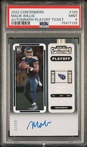 2022 Panini Contenders #129 Malik Willis Playoff Ticket Rookie RC Auto /99 PSA 9