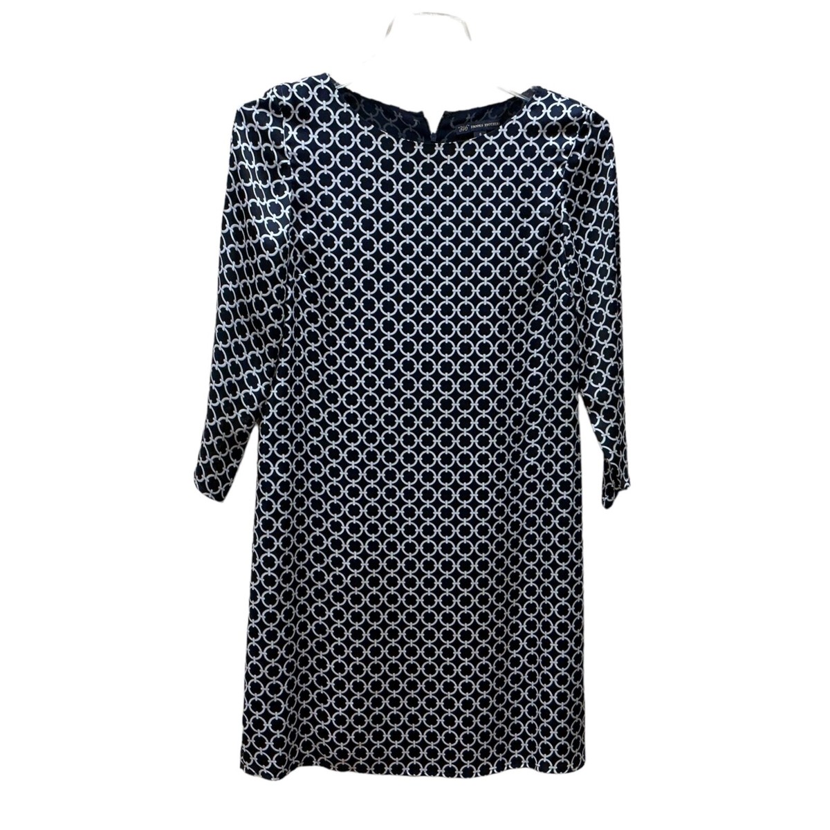 Sz8 Brooks Brothers Midi Dress Women Navy Blue White Lined