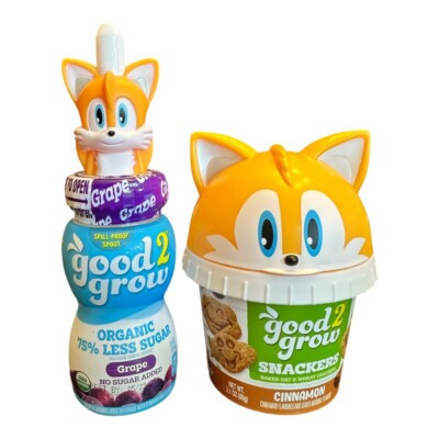 NEW Good 2 Grow TAILS Juice and Snacker | Sonic The Hedgehog | Set Of 2