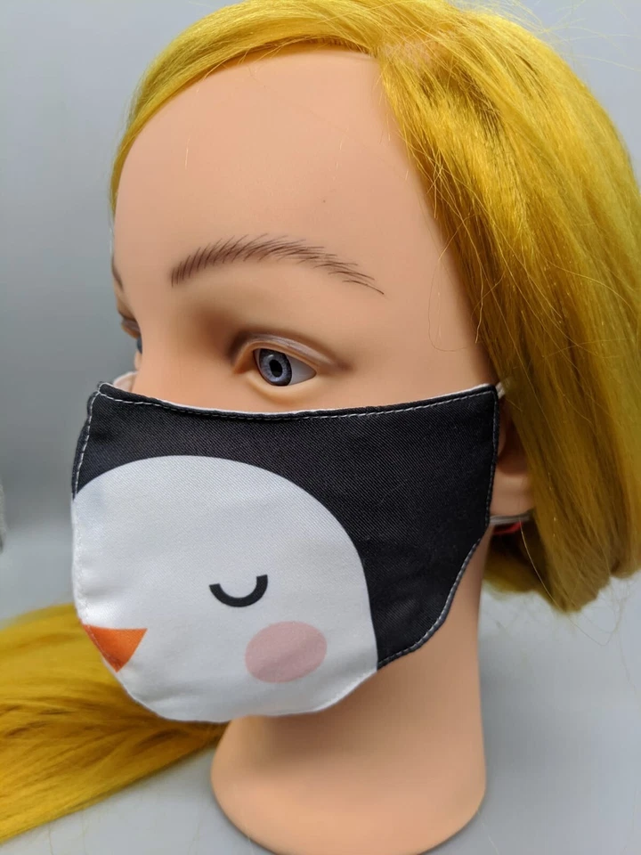 Cute Character Face Mask - Penguin - Hypoallergenic- Japanese Cotton- Washable - Image 3 of 4