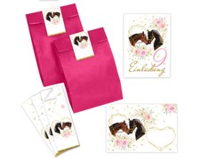 Einladungskarten zum 9. Kindergeburtstag Pferd incl. Umschläge Aufkleber Tüten