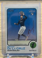 2022 Topps Heritage Bryan De La Cruz RC Red Ink Auto #'d /73 Marlins