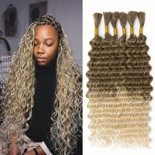 Deep Wave Bulk Hair for Braiding 20 Inch 6 Bundles 200g Natural Black Curly