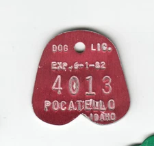 1981-82 POCATELLO IDAHO DOG LICENSE TAG #4013