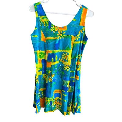 BIG HED DESIGNS Vintage Tie Back Sleeveless Printed Floral 90's Dress Y2K SizeXS