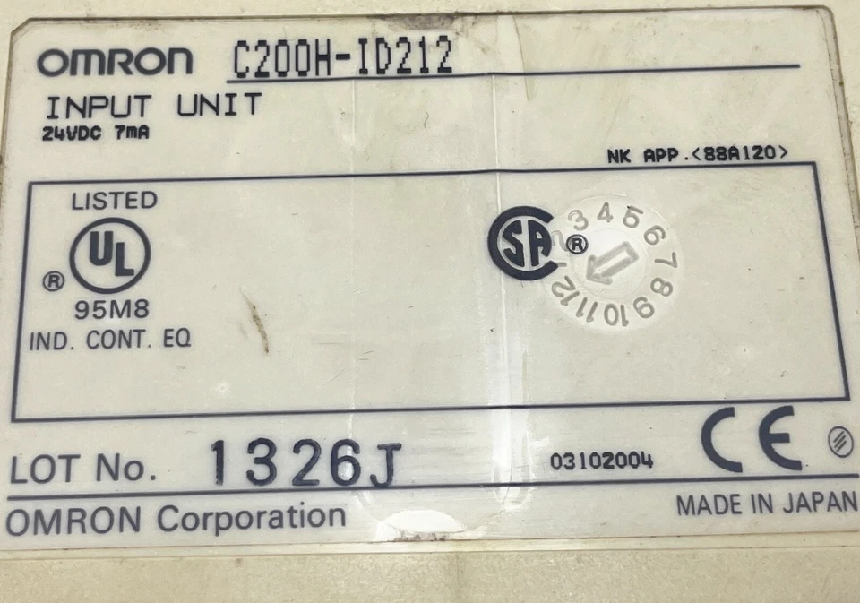 Omron C200H-ID212 Input Unit 24VDC 7MA NK APP. (88A120) 16 Digital - Image 2 of 4