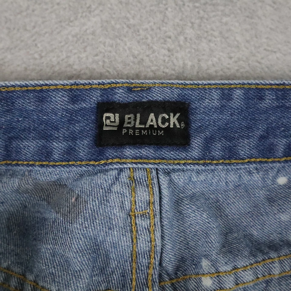 Pantalones Cortos de Jean Negros con Hebilla para Hombres 38 Premium Moto 5 Bolsillos Azul Denim Envejecido Foto 4 de 4