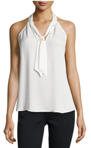 NWT $198 Large JOIE 'Melisent' Tie Neck Silk Sleeveless Top Blouse White - Picture 3 of 6