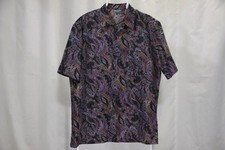 Vintage Triumph of California Purple Filigree Button Down SS Mens Dress Shirt L