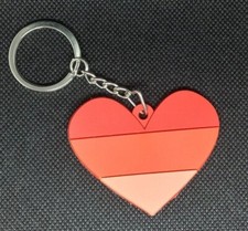 Heart Keychain Key Ring Valentine Tri-color Pink Red