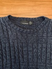 Bill Blass Cable Knit Sweater Men's XL Vintage Blue Crew Neck Cozy Grandpa USA