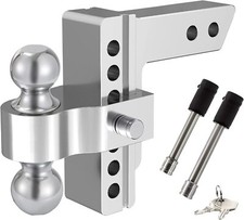 2.5" Receiver 6" Drop/Rise Adjustable Towing Trailer Hitch Stainless Steel Locks