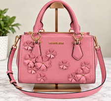 Michael Kors Pink Floral Applique Satchel Cro...