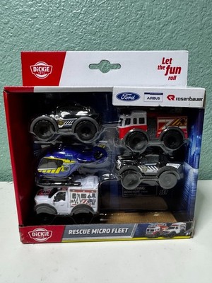 NEW Dickie Toys Rescue Micro Fleet 5 Vehicle Emergency Rescue Set for Kids