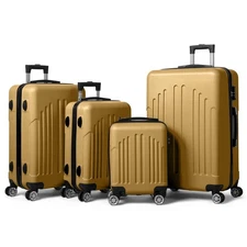 4PCS 16" 20' 24' 28' 4-in-1 Luggage Travel Set ABS Trolley Suitcase TSA Lock