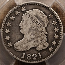 1821 JR-6 Large Date Capped Bust dime, PCGS VG08, pleasing+ DavidKahnRareCoins