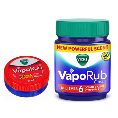 Vicks VapoRub Balm   Xtra Strong 10ml, VapoRub Regular 50ml & 105ml Bundle