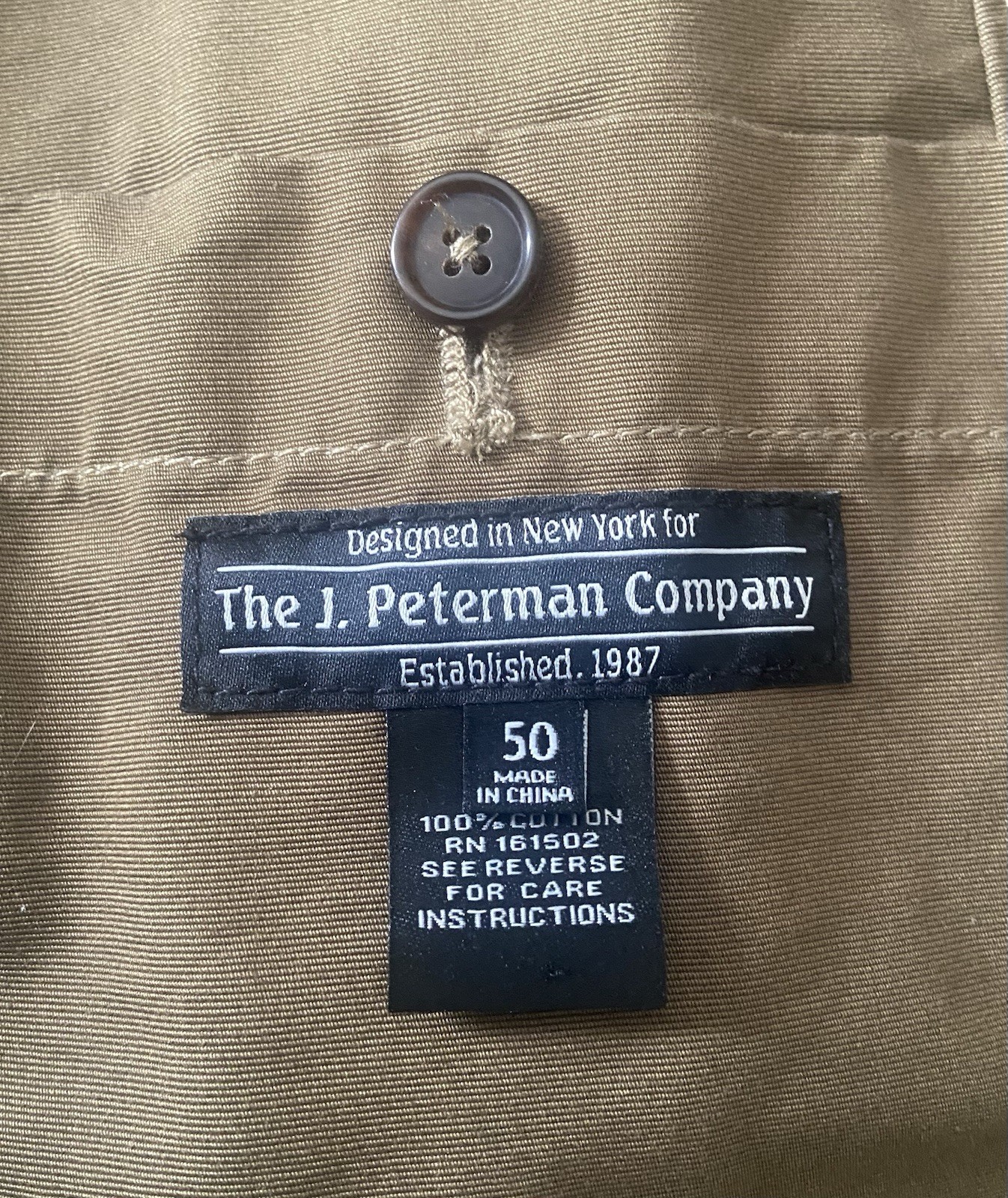 J Peterman Casual Jacket Size 50 Men Tan