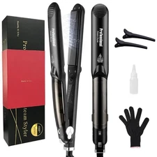 Professional Steam Hair Straightener Ceramic Vapor Flat Iron 450°F Fast Heat