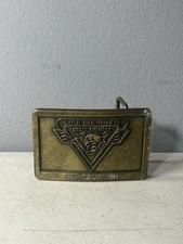 Life Member North American Fishing Club Brass Belt Buckle Vtg OSFA Nice Rare