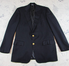 Vintage Polo Ralph Lauren Dark Navy Wool Gold Button Blazer Jacket 42 L made USA