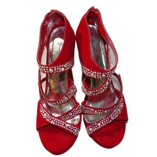 Dress Sandals Strappy Wrap With Rhinestones Back Zipper SZ 7