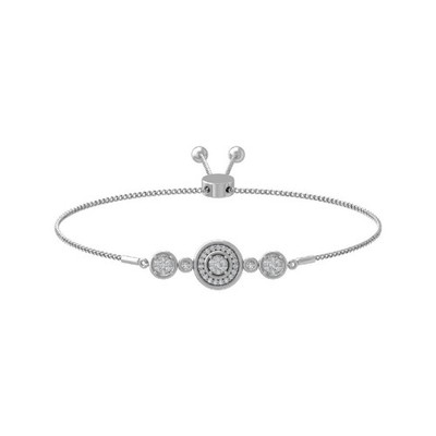 14k White Gold Lab Grown Diamond Fashion Bracelet 7'' Holiday Gift
