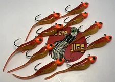 10 Pack 1/16 Oz  Burnt Orange And Chartreuse Crappie Jigs,  Lure (Crawdad)