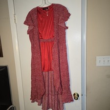 Zesica Women's Red/White Wrap Dress Size L
