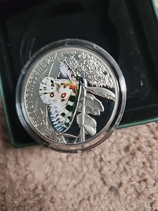 2010 NIUE $1 Butterfly APOLLO 28.28g .925 Silver Proof w/PAD PRINTING RARE