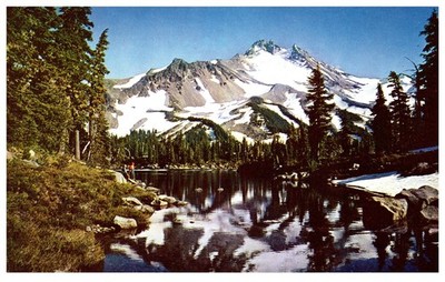 Vintage Postcard Mt Jefferson Oregon Cascade Mountains Scenic View
