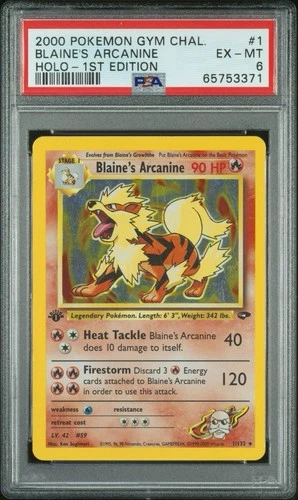 PSA 6 1st Edition Blaine's Arcanine 1/132 Gym Challenge Holo
