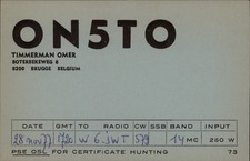 QSL radio card ON5TO 1977 Brugge(Bruges) West Flanders Belgium Omer Timmerman