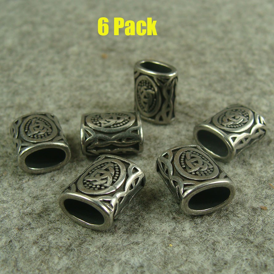 Pulsera ovalada vikinga de acero inoxidable 6 piezas cuentas de cordón cuentas Paracord LB606