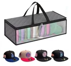Hat Storage Dust Bag Baseball Hat Cap Organizer Clear Rack Zipper - GRAY