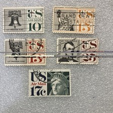 5 USED/Cancelled Vtg US Air Mail Liberty Series Stamps, 1959-1971; $1 Ships DEAL