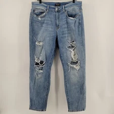 Judy Blue Boyfriend Fit Size 18W Jeans Distressed Light Wash Paint Splatter