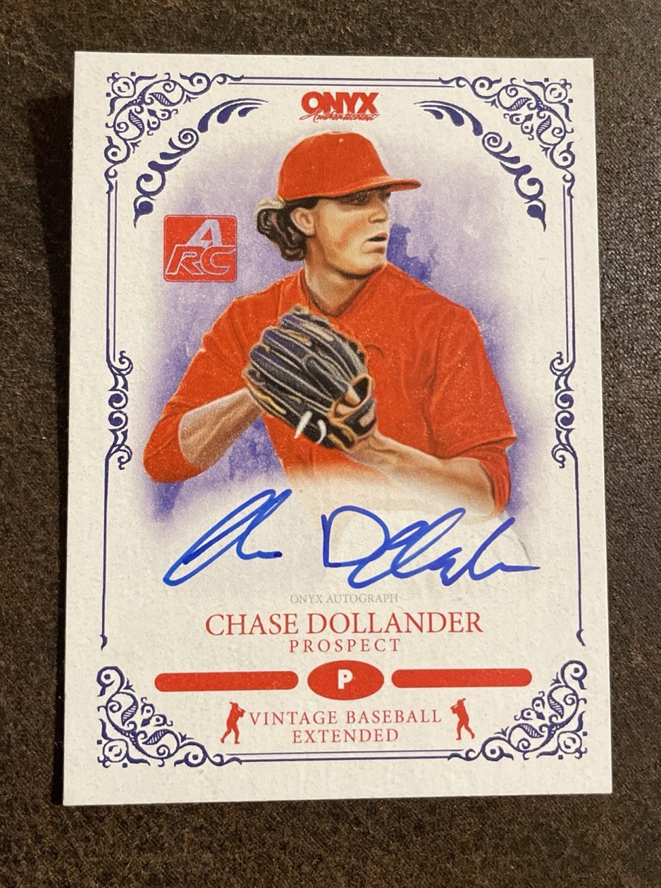 Chase Dollander 2022 Onyx Vintage Extended Blue Ink ARC Prospect Auto VACD